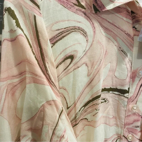 Torrid NWOT Mini Rayon Slub Button Down Shirtdress Size 00 Womens Pink Cream - Picture 9 of 9